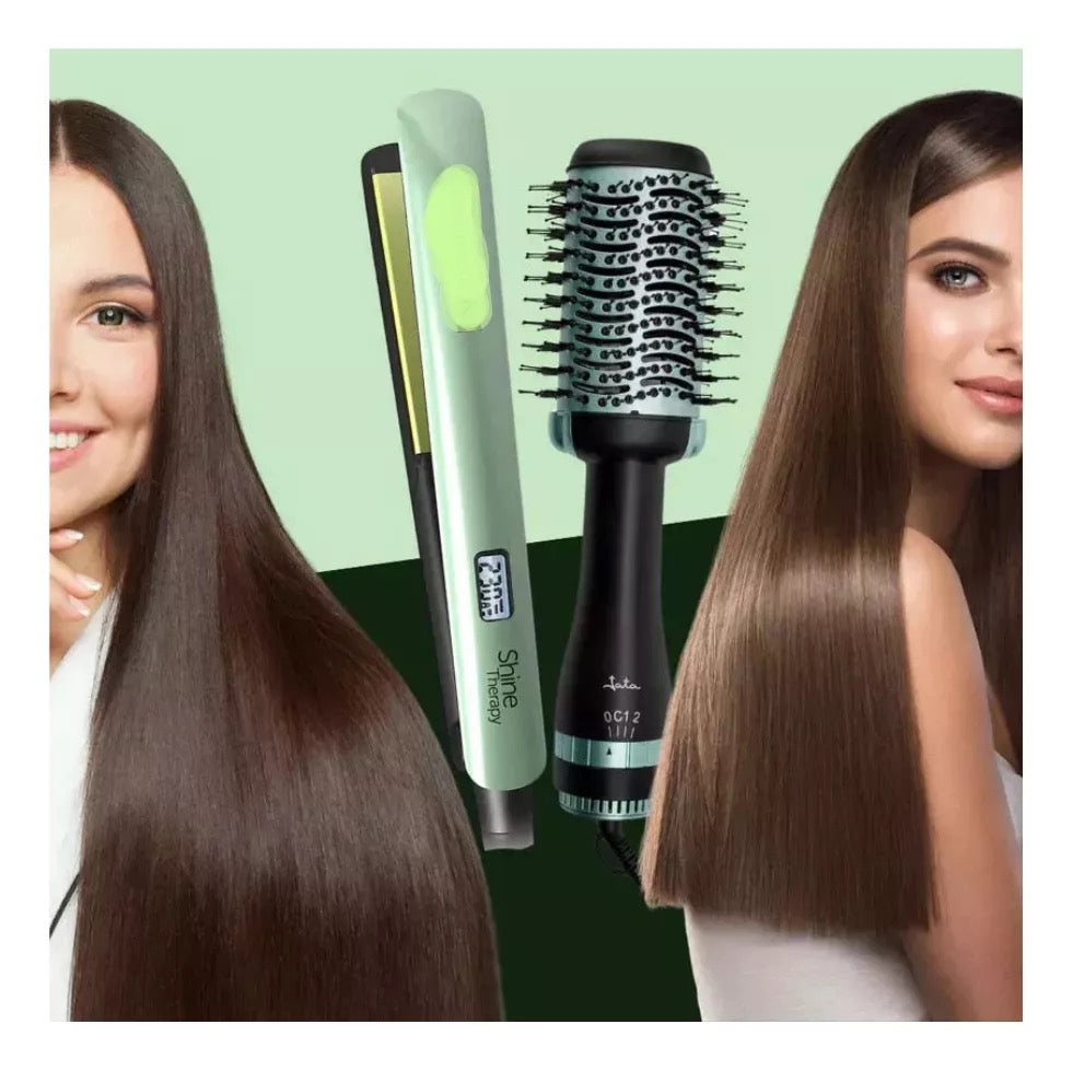 🌟 Combo Plancha + Cepillo Secador  ¡Transforma tu rutina capilar! 🌟